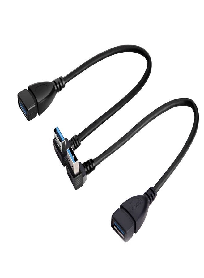Oxsubor SuperSpeed USB 3.0 Male to Female Extension Data Cable Up and Down Angle 2PCS for PC,Laptop etc..(20CM,8IN) - Image 1