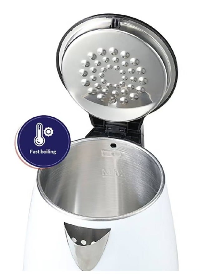 ارو غلاية كهربائية سعة 1.8 لتر بهيكل من الفولاذ المقاوم للصدأ وحماية مزدوجة الطبقات/تبدأ الغليان بسرعة بمجرد لمس المفتاح/تسمح بالتنظيف السريع والسهل/تتوقف تلقائيًا عند غليان الماء 1.8 لتر 1500 وات، أبيض/أسود | RO-18LKT - Image 5