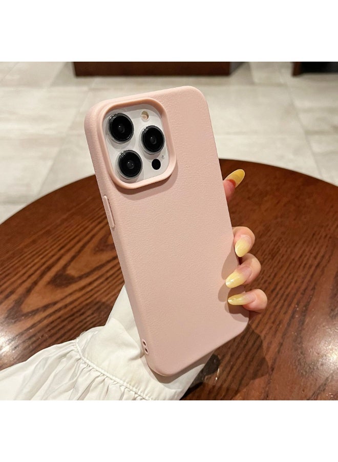 NIBEMINENT Solid Color Leather Pattern Protective TPU Case Cover For iPhone 15 Plus, Pink - Image 2