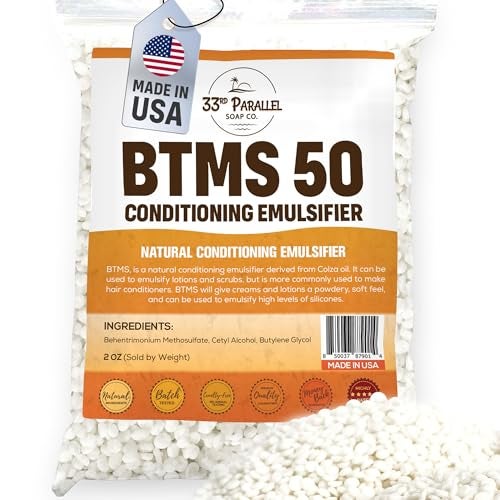 33RD PARALLEL SOAP CO. 33rd PARALLEL | BTMS 50 (2 oz) Conditioning Emulsifier | 100% Natural Plant Derived | Behentrimonium Methosulfate Cetearyl Alcohol Emulsifying Conditioner | Product of USA (2 Ounces) - Image 1