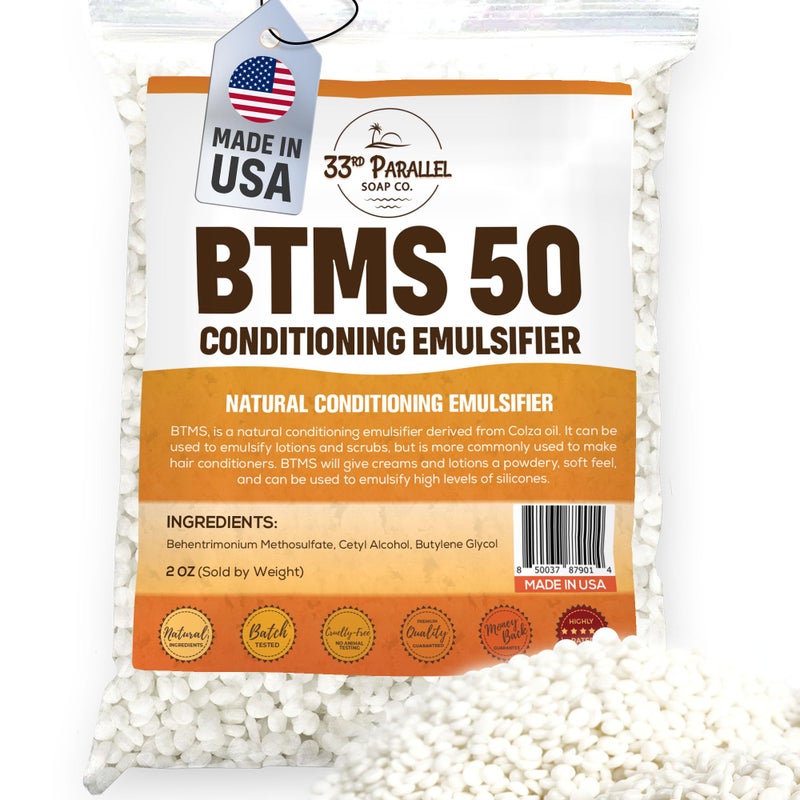 33RD PARALLEL SOAP CO. 33rd PARALLEL | BTMS 50 (2 oz) Conditioning Emulsifier | 100% Natural Plant Derived | Behentrimonium Methosulfate Cetearyl Alcohol Emulsifying Conditioner | Product of USA (2 Ounces) - Image 2