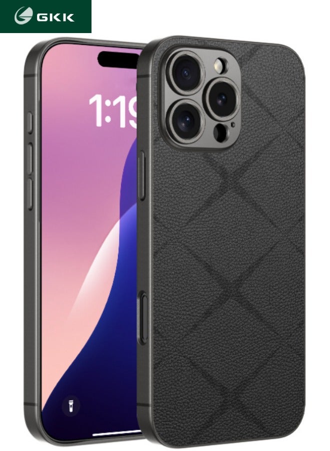 GKK iPhone 16 Pro Max Case, Composite Material Leather Back Cover, Luxury, Elegant, Anti-Drop, Non-Slip, Camera Protection Design Cover, Slim Leather Case for iPhone 16 Pro Max 2024 (Black) - Image 1