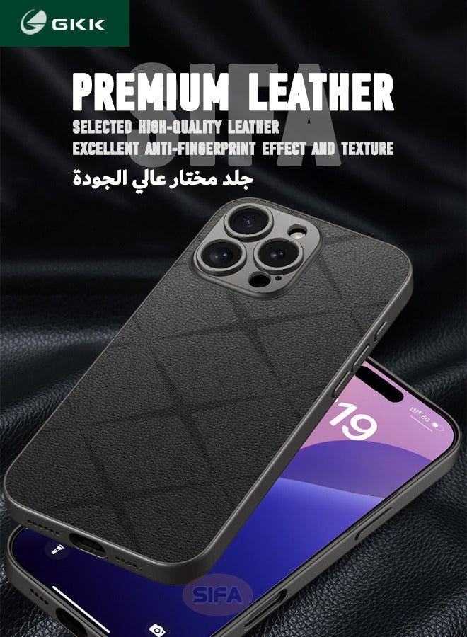 GKK iPhone 16 Pro Max Case, Composite Material Leather Back Cover, Luxury, Elegant, Anti-Drop, Non-Slip, Camera Protection Design Cover, Slim Leather Case for iPhone 16 Pro Max 2024 (Black) - Image 2