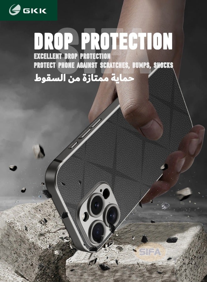 GKK iPhone 16 Pro Max Case, Composite Material Leather Back Cover, Luxury, Elegant, Anti-Drop, Non-Slip, Camera Protection Design Cover, Slim Leather Case for iPhone 16 Pro Max 2024 (Black) - Image 3