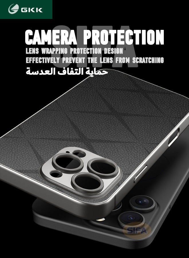 GKK iPhone 16 Pro Max Case, Composite Material Leather Back Cover, Luxury, Elegant, Anti-Drop, Non-Slip, Camera Protection Design Cover, Slim Leather Case for iPhone 16 Pro Max 2024 (Black) - Image 4