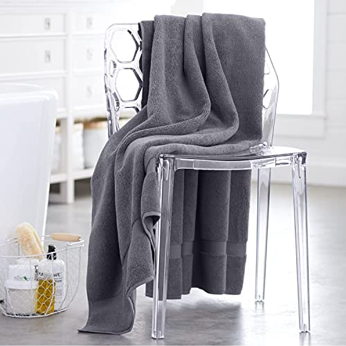 TIQH® Organic Zero Twist Cotton 600 GSM Highly Absorbent & Quick Dry Soft Bath Towel - Pack of 1 (Grey) - Image 4