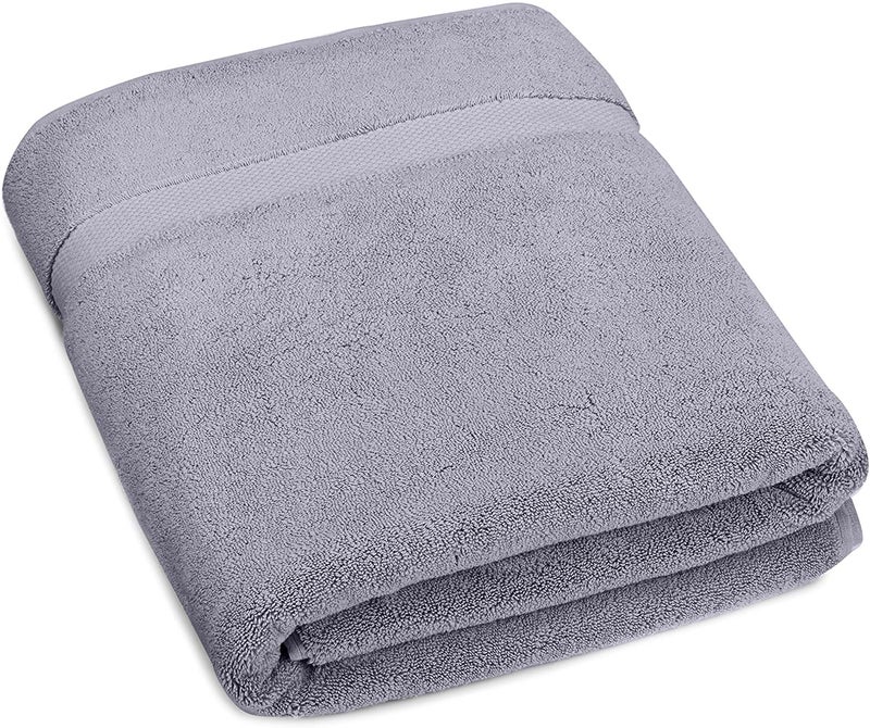 TIQH® Organic Zero Twist Cotton 600 GSM Highly Absorbent & Quick Dry Soft Bath Towel - Pack of 1 (Grey) - Image 1