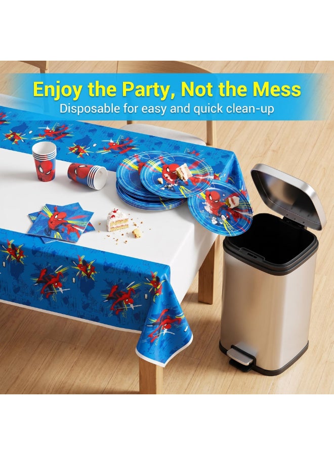 Kidzilla 122 PCS Spider-Man Birthday Party Supplies Kit for Kids – Superhero Theme Party Decorations Set with Plates, Cups, Napkins, Banner, Tablecloth, Hats, Invitations, Straws, Horns & Cutlery - Image 5