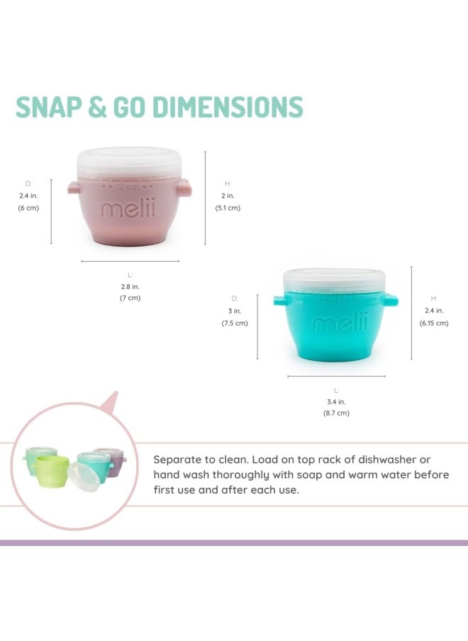 melii - Baby Food Storage Snap And Go Pods, 2Oz, Set Of 6 And 4Oz, Set Of 4 - Image 1