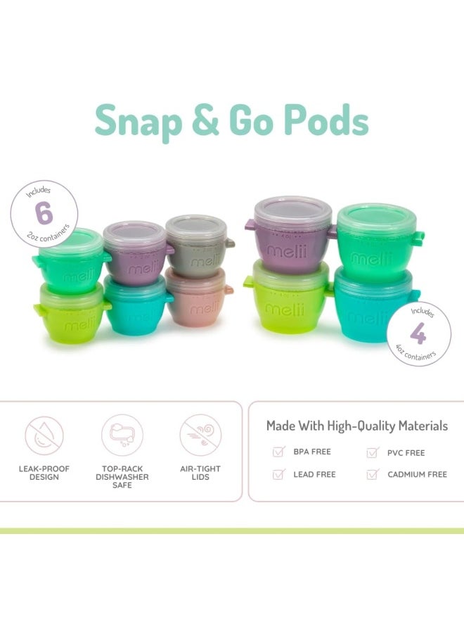 melii - Baby Food Storage Snap And Go Pods, 2Oz, Set Of 6 And 4Oz, Set Of 4 - Image 1