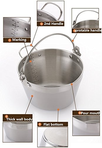 i Kito Jam Making Maslin Pan Stainless Steel Preserve Pot & Handle Bucket,Camping Pan (9L-9QT) - Image 3