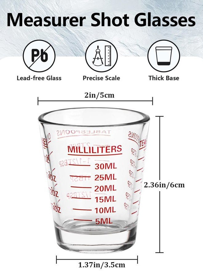 SAIAOKJ Shot Glasses Measuring Cup Set 2PACK Espresso Shot Glasses Liquid Heavy Glass 26-Incremental Measurement 1 OZ, 2 TBS, 6 TSP, 30 ML Kitchen Tools (RED&Black) - Image 2
