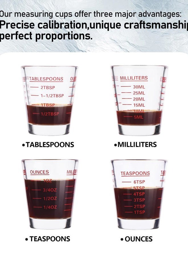 SAIAOKJ Shot Glasses Measuring Cup Set 2PACK Espresso Shot Glasses Liquid Heavy Glass 26-Incremental Measurement 1 OZ, 2 TBS, 6 TSP, 30 ML Kitchen Tools (RED&Black) - Image 3