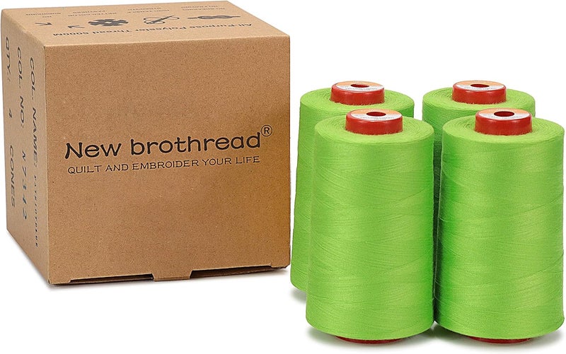 New brothread - 30 Options - 4 Large Cones of 5500Y (5000M) Each All Purpose Spun Polyester Thread 40S/2 (Tex27) for Serger, Overlock, Quilting, Piecing and Sewing - Yellow Green - Image 3