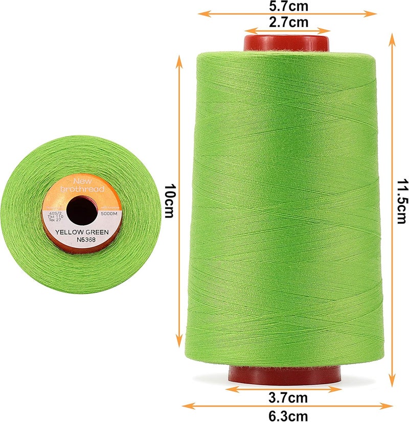 New brothread - 30 Options - 4 Large Cones of 5500Y (5000M) Each All Purpose Spun Polyester Thread 40S/2 (Tex27) for Serger, Overlock, Quilting, Piecing and Sewing - Yellow Green - Image 2