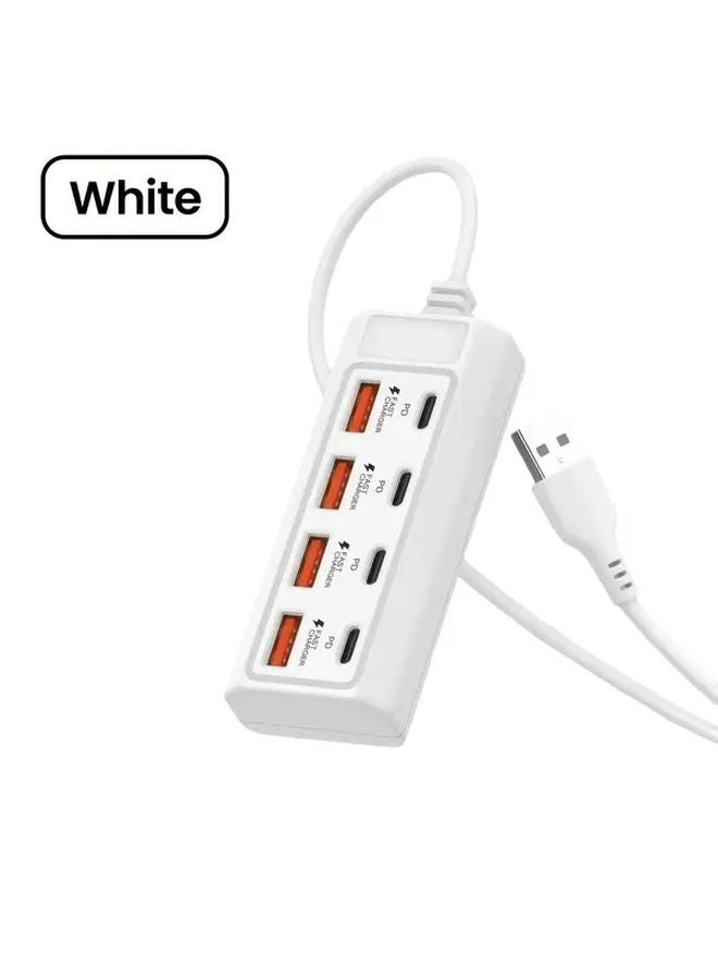 8 In 1 White 25W Fast Charging Wall Station 8 Port USB Hub 4 USB A 4 Type C PD - Image 5