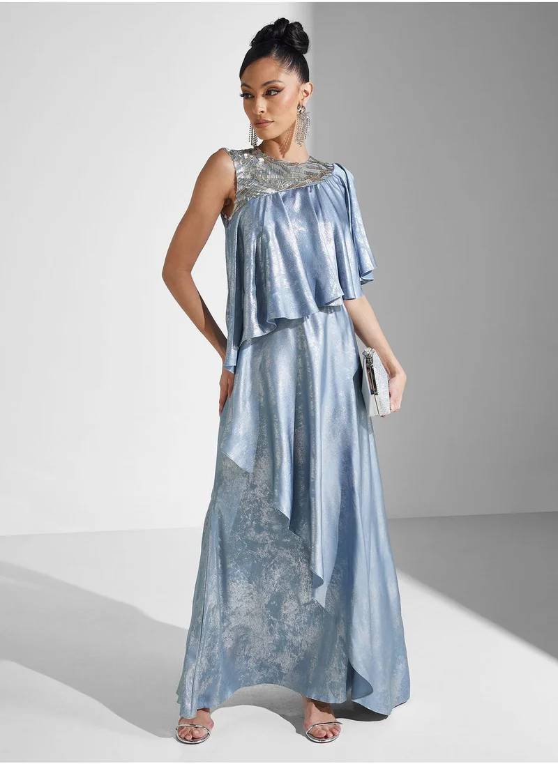 Amri Ruffle Printed Dress