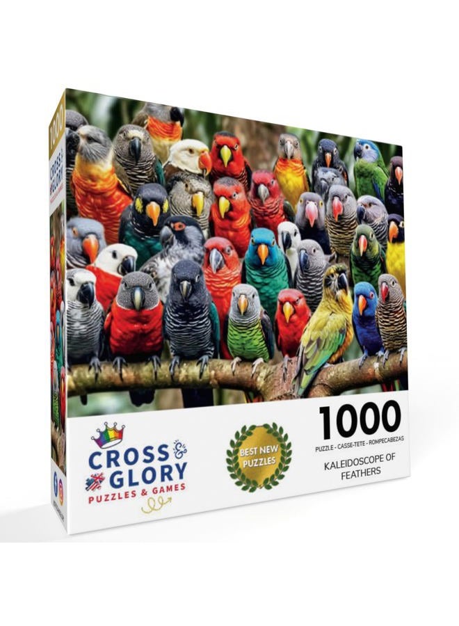 Cross & Glory Kaleidoscope of Feathers: Premium 1000-Piece Jigsaw Puzzle for Adults - Unique Bird Artwork - Top-Tier Challenging Puzzles for Cognitive Workout - Eco-Friendly - Image 2