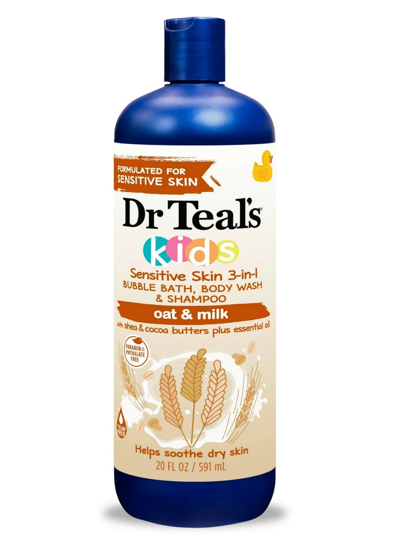 دكتور تيل غسول الجسم والشامبو 3 في 1 للبشرة الحساسة للأطفال بالشوفان والحليب 591 مل - Image 1