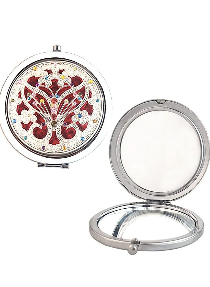 SYOSI Compact Makeup Mirror, 1x/10x Magnifying Travel Makeup Mirror Round Pocket Makeup Mirror Handheld Travel Makeup Mirror Portable Wallet Makeup Mirror Folding Magnifying Beauty Mirror - Image 1