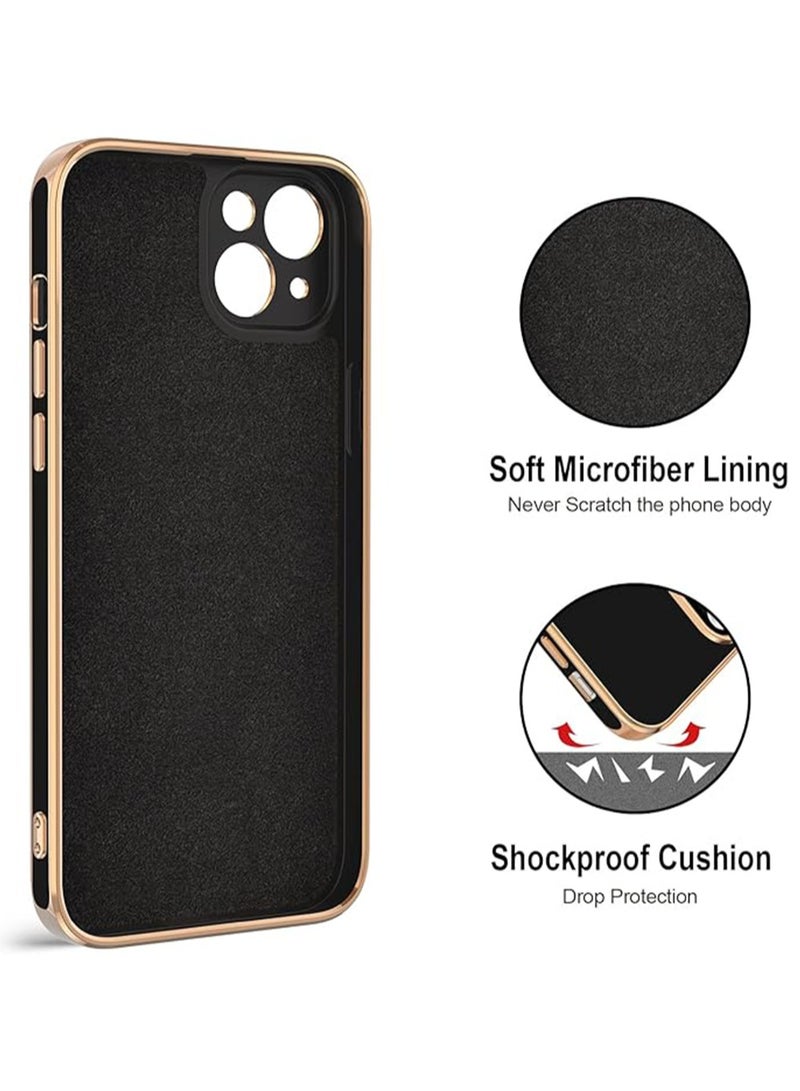 WRISTWISE Case Cover for iPhone 14 Plus with Ring Stand [360° Rotatable Ring Holder Magnetic Kickstand] [Support Car Mount] Rose Gold Edge Soft TPU Luxury Shockproof Protective Phone Case Cover, Black - Image 3