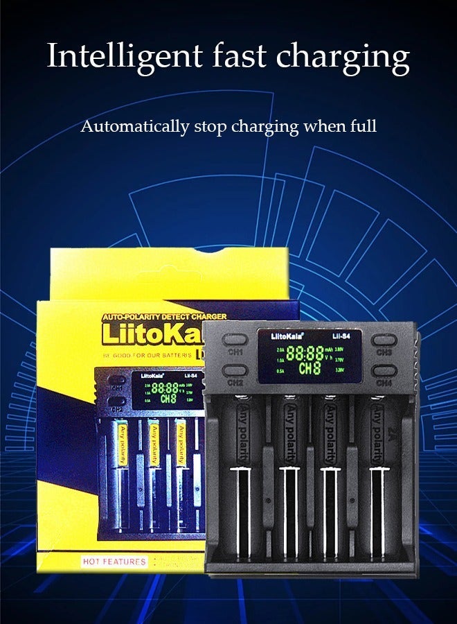 LiitoKala Intelligent USB Four Slot Quick Battery Charger for Li-Ion/Ni-MH/Ni-Cd/IMR/LFP 16340 14500 18650 21700 20700 and More Batteries, - Image 5