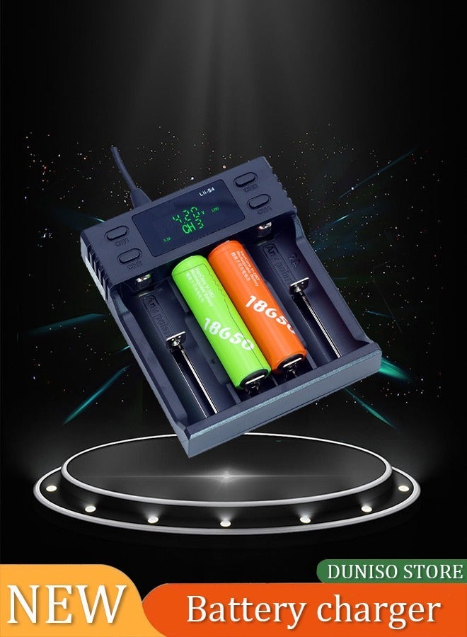 LiitoKala Intelligent USB Four Slot Quick Battery Charger for Li-Ion/Ni-MH/Ni-Cd/IMR/LFP 16340 14500 18650 21700 20700 and More Batteries, - Image 1