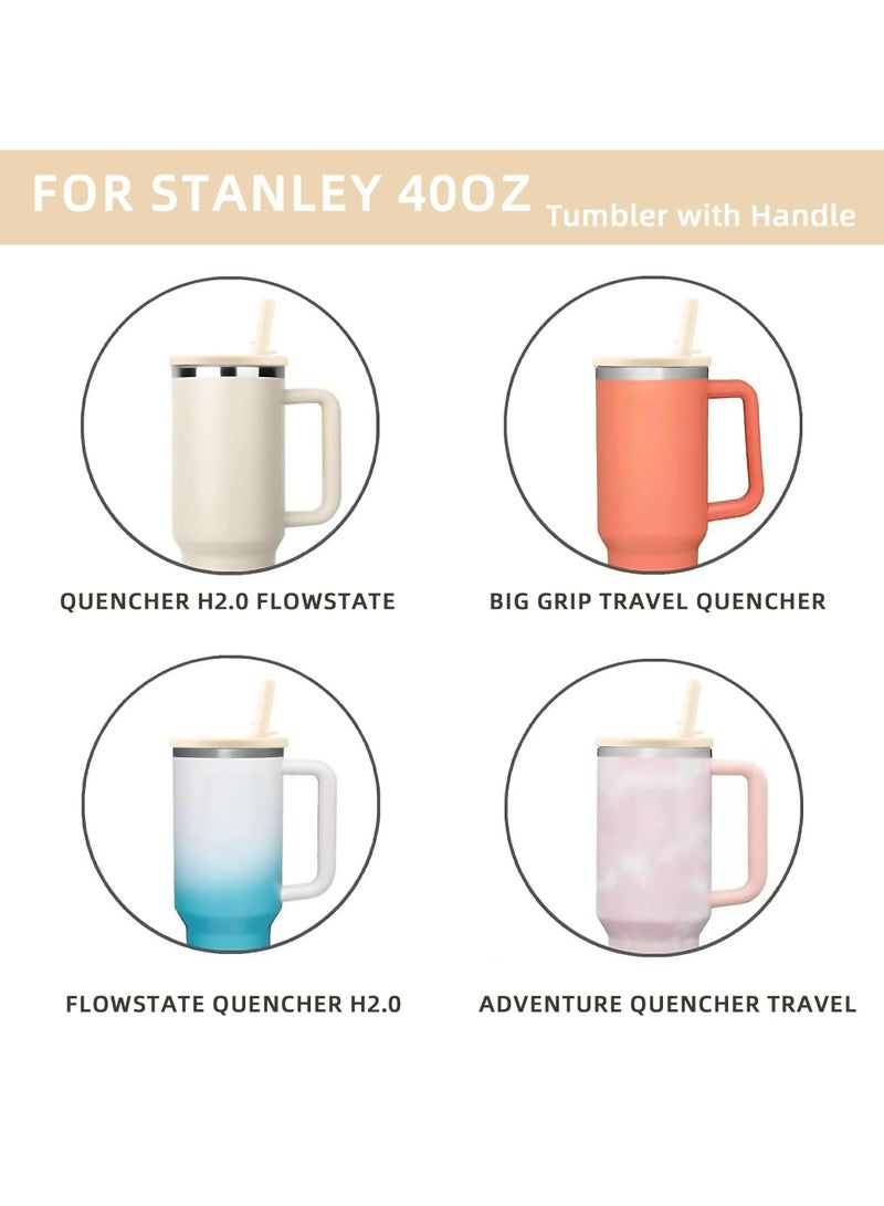 2 Pack 40 oz Tumbler Flip Straw Lid Replacement fit for Quencher, Spill Proof Splash Resistant Tumbler Lids,Reusable Tumbler Cover for Cup (White)  - Image 3