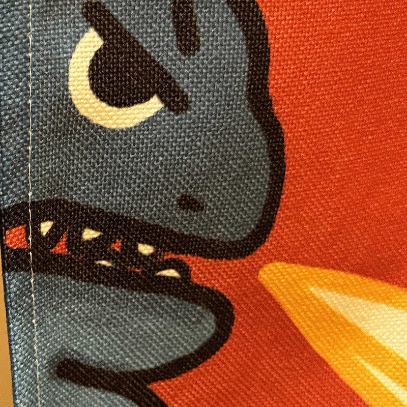 Ofat Home Cartoon Dinosaur Noren Curtain 33.5" W x 59" L, Funny Fire-Breathing Monster Hanging Curtain for Doorway, Japanese Style Fabric Curtain Home Decor - Image 2