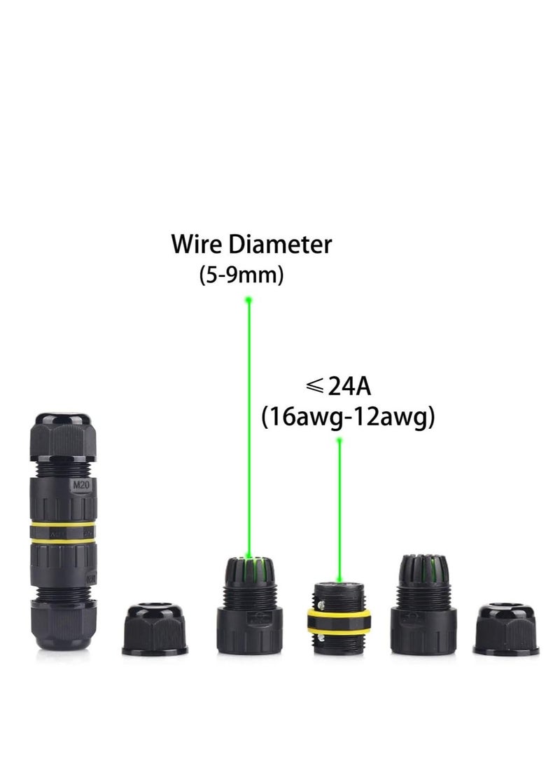 Generic - IP68 Waterproof 2 Way 4 Pin Junction Box Electrical Cable Connector,5 Pack 24A 400V M20 Wire Range5-9mm Used for Outdoor Rapid Maintenance Expansion and Extension of Cable Connectors - Image 1