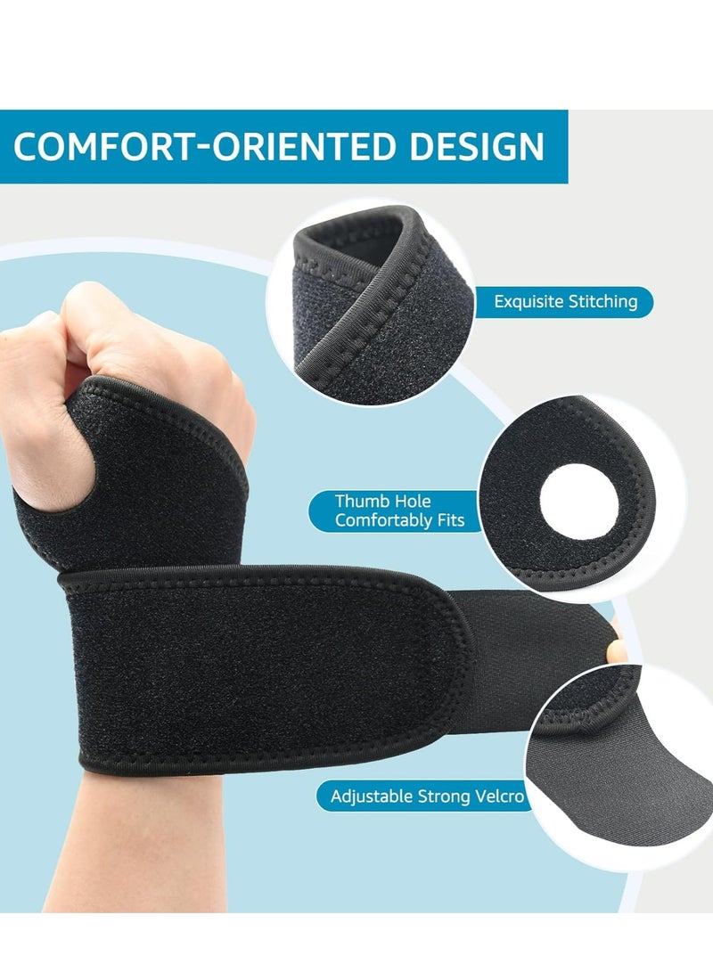 Oasisgalore 2 Pack Wrist Brace Wraps for Carpal Tunnel, Arthritis, Compression Straps for Sports,  Adjustable, Black - Image 4
