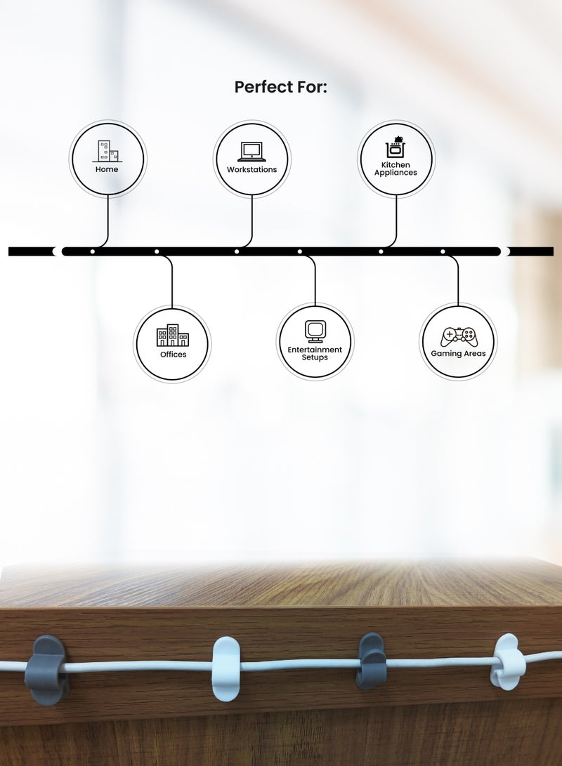 هاي-تيك حامل ومنظم الكابلات، حل إدارة الكابلات للمنزل والمكتب، حامل أسلاك متين وقابل لإعادة الاستخدام - Image 4