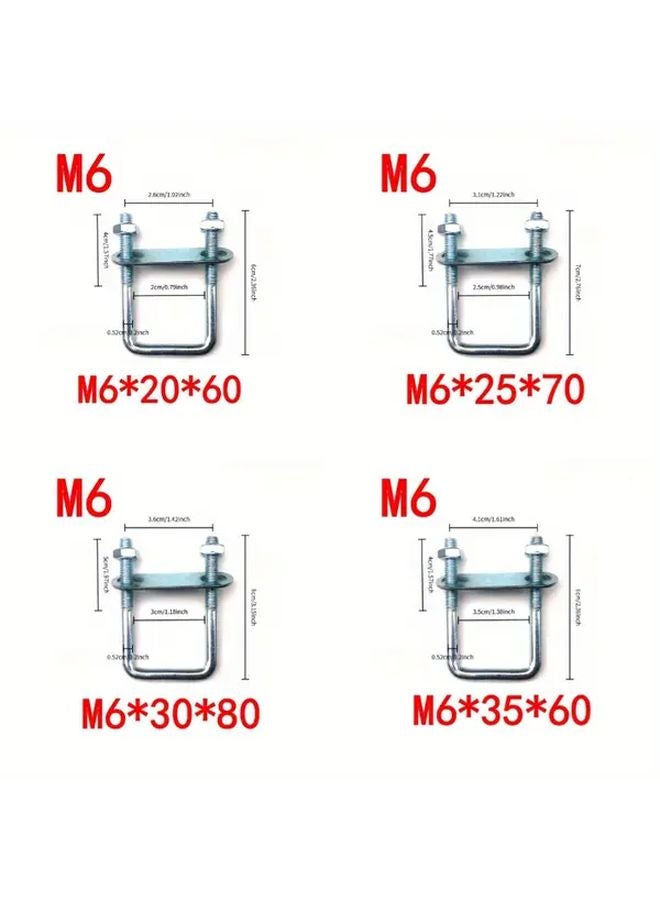 M6x30x80 Galvanized U Bolt Fixing Buckle Right Angle Card 2pcs - Image 3