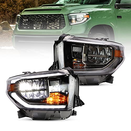 VLAND Projector Led Headlights Compatible with Toyota Tundra 20142019 wSequential Turn Signal Chrome passengerdriver Side