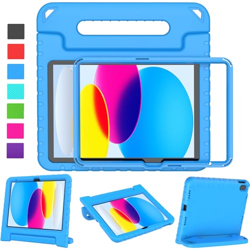 LTROP Kids Case for iPad A16 11th Generation 11-inch 2025/ iPad 10th Generation 10.9-inch 2022 with Screen Protector, Lightweight Shockproof Convertible Handle Stand Cover for iPad 11/10 Gen, Blue - Image 1