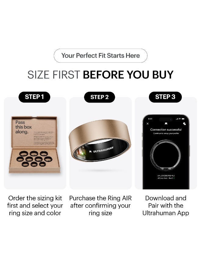 ULTRAHUMAN Ultrahuman Ring AIR - Advanced Sleep-Tracking Wearable, HRV & Temperature Monitoring, Track Workout, Movement & Recovery, Water Resistant, 6 Days Battery Life(Size 10) - Image 2