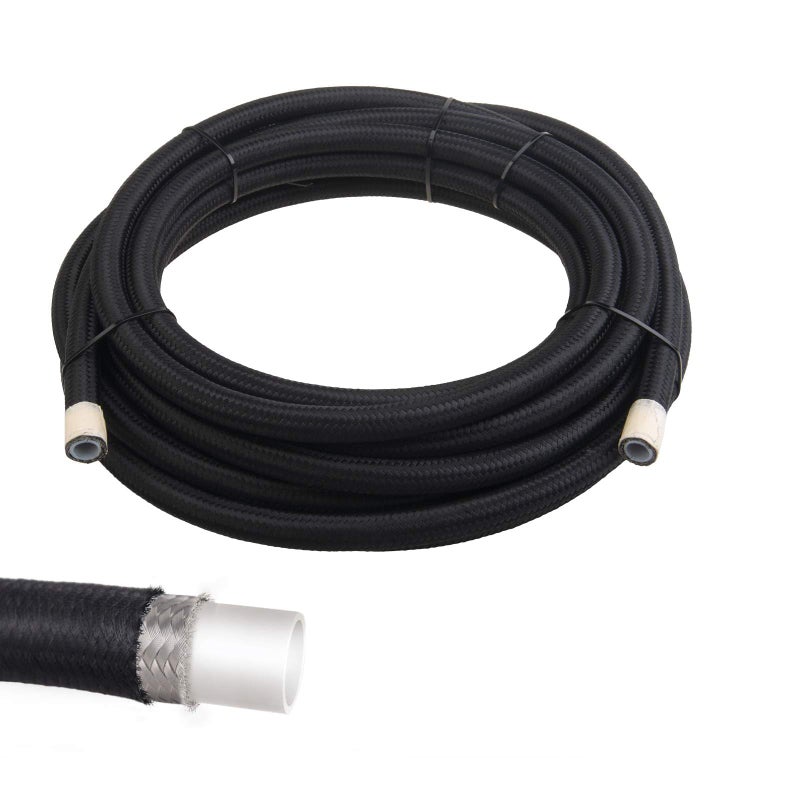 ZHSYMX 6AN PTFE E85 Fuel Line Hose Braided Nylon Stainless Steel Oil Gas Hose 20FT Black516 Inch ID