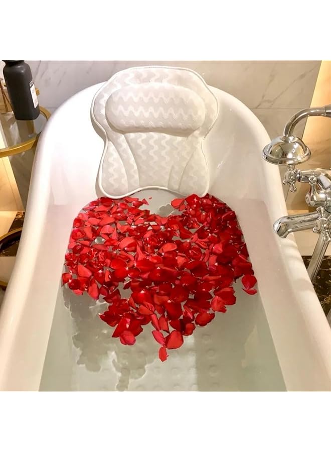 Zaboon Pillow Relaxing Bath Pillows For Back Support Relaxing Headrest Bath Pillow Portable Washable Bathtub Accessories With 4D Air Mesh Thick Soft Bath Pillow White - Image 1
