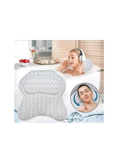 Zaboon Pillow Relaxing Bath Pillows For Back Support Relaxing Headrest Bath Pillow Portable Washable Bathtub Accessories With 4D Air Mesh Thick Soft Bath Pillow White  - Image 3