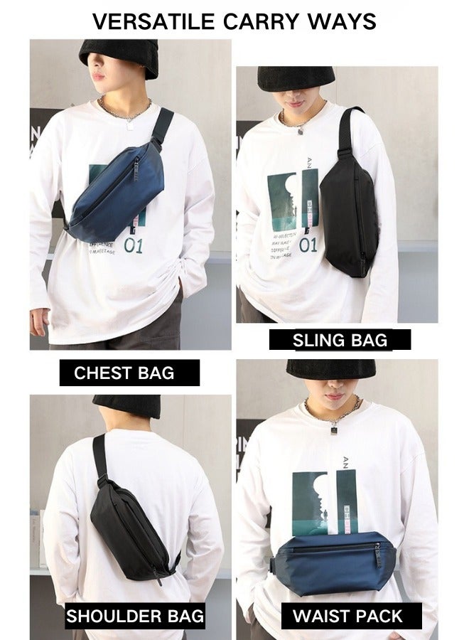 EAZZY Sling Bag Men's Shoulder Bag  Crossbody  Sling Bag Zipper Pockets,Independent Water Cup Bag Design Chest Bag Daypack，Running Waist Bag Crossbody Waist Bag with Adjustable Shoulder Strap Backpack Hands-Free Wallets Waist Pack Phone Bag for Outdoors Hiking Traveling - Image 2
