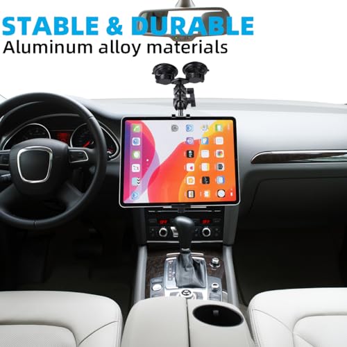 Leenconghui Aluminum Tablet Holder for All iPad 360 adjustable Secure Double Suction Cup Mount for Car Truck WindshieldSunroof Compatible with iPad Pro 129 Mini Air Galaxy Tabs and 4715 Tablets - Image 3