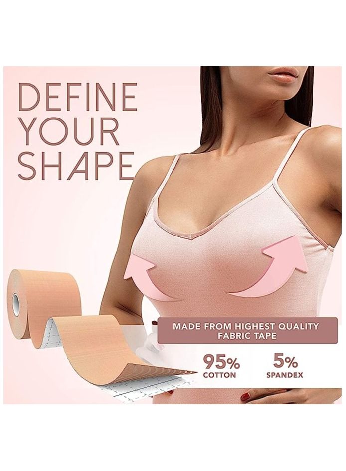 شريط الصدر للنساء ، شريط للجسم متعدد الأغراض للنساء ، شريط شد و رفع الصدر غير المرئي للنساء مناسب لكل مقاسات الصدر (A-DD) , مزود بمسامات للتهوية و بطول 5 متر - Image 2