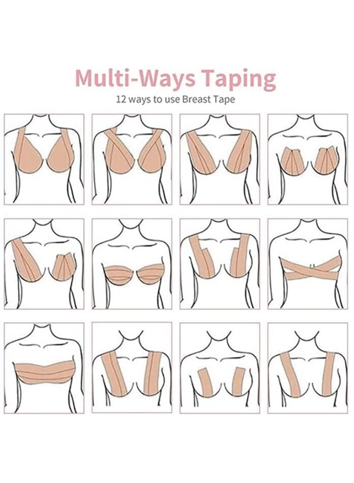 شريط الصدر للنساء ، شريط للجسم متعدد الأغراض للنساء ، شريط شد و رفع الصدر غير المرئي للنساء مناسب لكل مقاسات الصدر (A-DD) , مزود بمسامات للتهوية و بطول 5 متر - Image 3