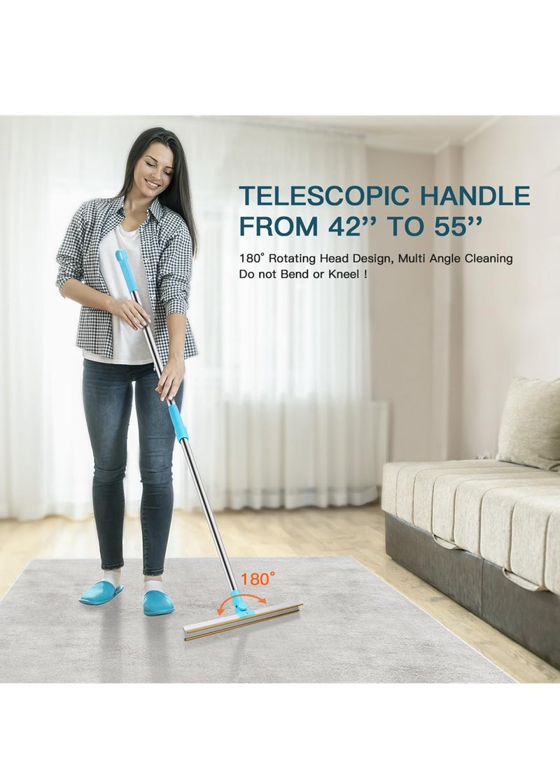 Excefore Pet Hair Remover for Carpet, 3Pcs Pet Hair Removal Tool with Telescopic 55" Handle Carpet Rug Rake for Dog Cat Hair Removal with 180° Rotation Carpet Scraper, Pet Hair Removal Broom - Image 4