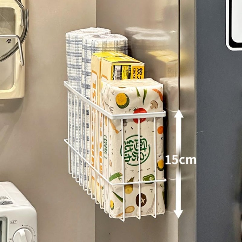 EigPluy 2 Pieces Kitchen Door Storage Box, Wall Sticker Storage Box, Wardrobe/Bathroom/Refrigerator Various Items Organizer Box (White) - Image 5