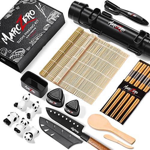 MarcZero Sushi Making Kit, 22 in 1 Bazooka Roller With Bamboo Mat, Knife, Chopsticks, Molds, DIY Machine for Beginner - Image 1