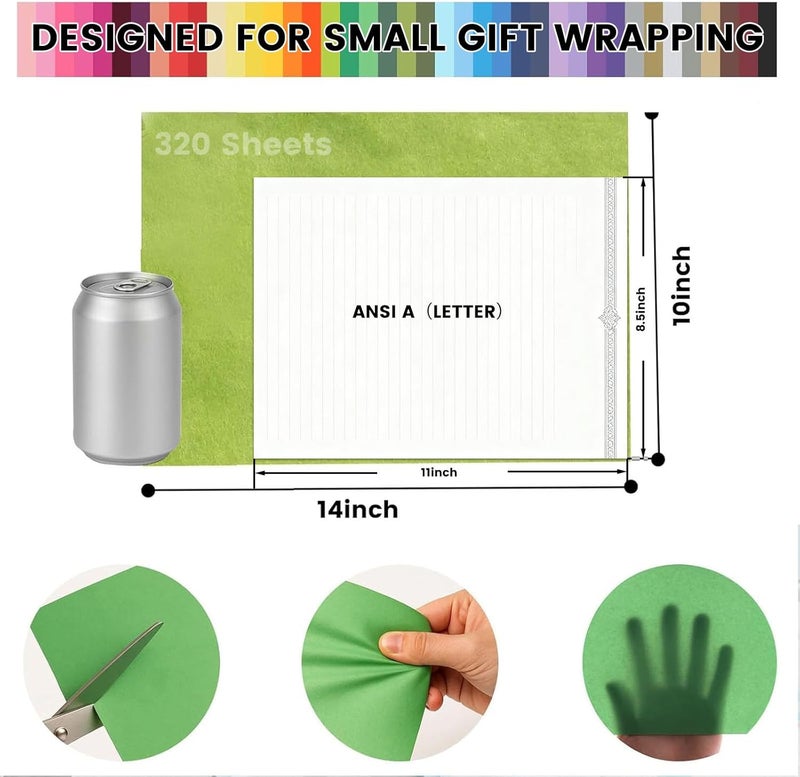 Koogel 320 Sheets Tissue Paper, 40 Colors Gift Tissue Paper for Gift Bags 14x10 Inch for Crafts DIY Project Wedding Birthday Party Favors - Image 2