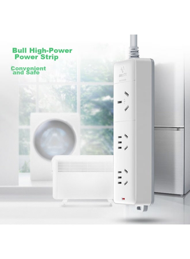 Bull High-power 16a Air Conditioner Companion Socket/power Strip/extension Cord/3-outlet Strip Without Switch, 3 Meters Long, Includes 10a Plug, Gn-405d - Image 4