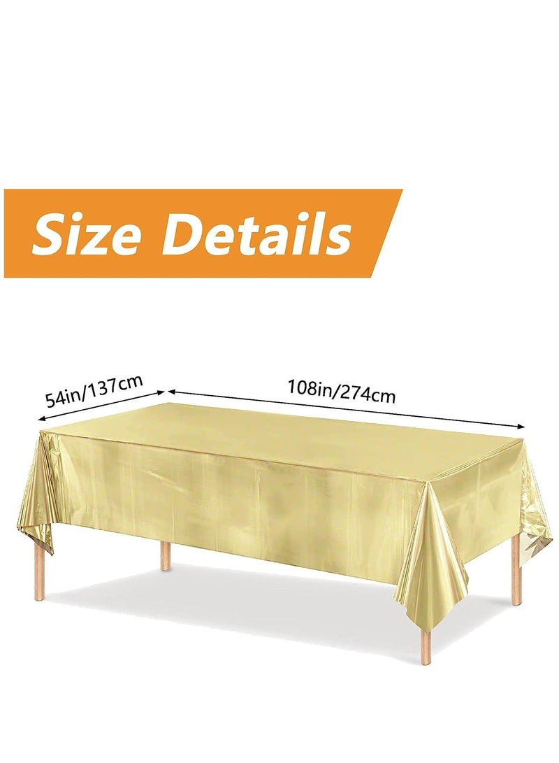 KASTWAVE 3 عبوات من أغطية طاولات بلاستيكية لامعة مزينة بالترتر الذهبي مستطيلة الاستخدام لمرة واحدة لتزيين حفلات الزفاف والمناسبات وأعياد الميلاد وحفلات استقبال المولود - Image 2