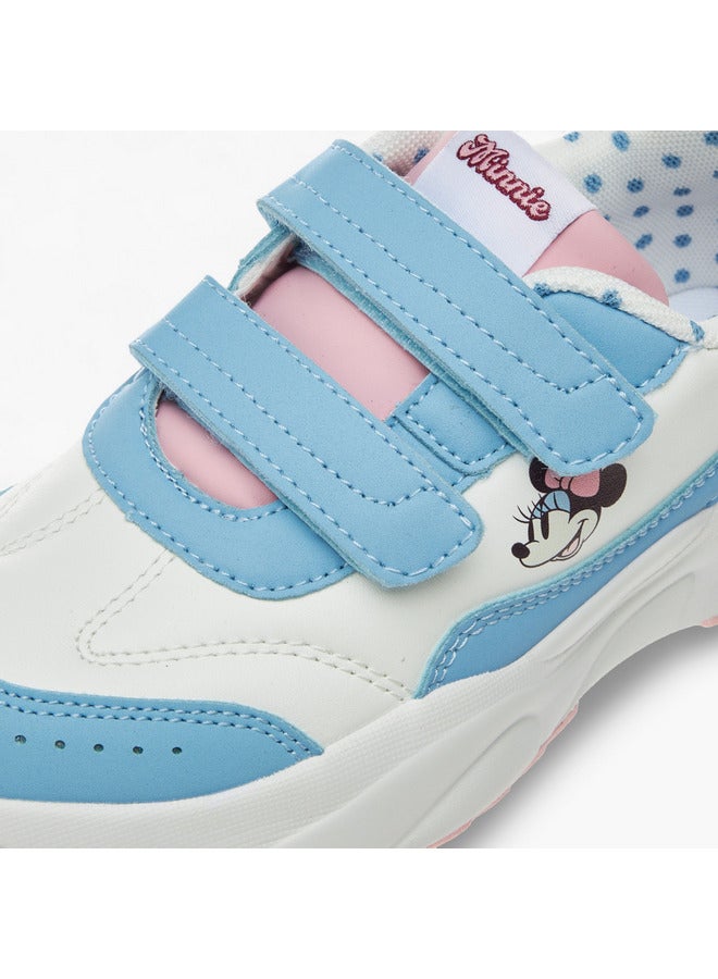 Disney Girls Minnie Mouse Print Sneakers with Hook and Loop Closure - Image 4